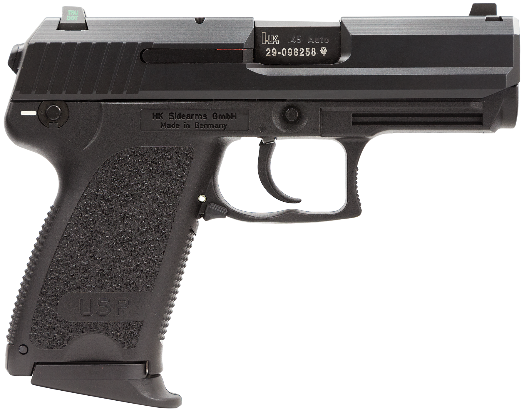 Heckler & Koch USP45 Compact V1 DA/SA Pistol 81000343, 45 ACP, 3.78", Black Grips, Black Finish, 8 Rds