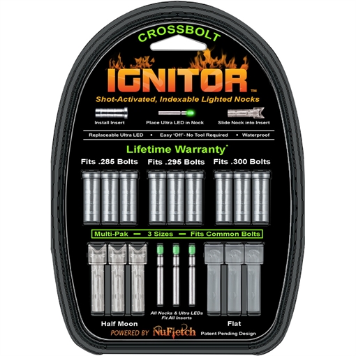 NuFletch NuFletch Ignitor Crossbow Nocks Green Universal Fit 3 pk. IGNT-UNIV-X-GRN