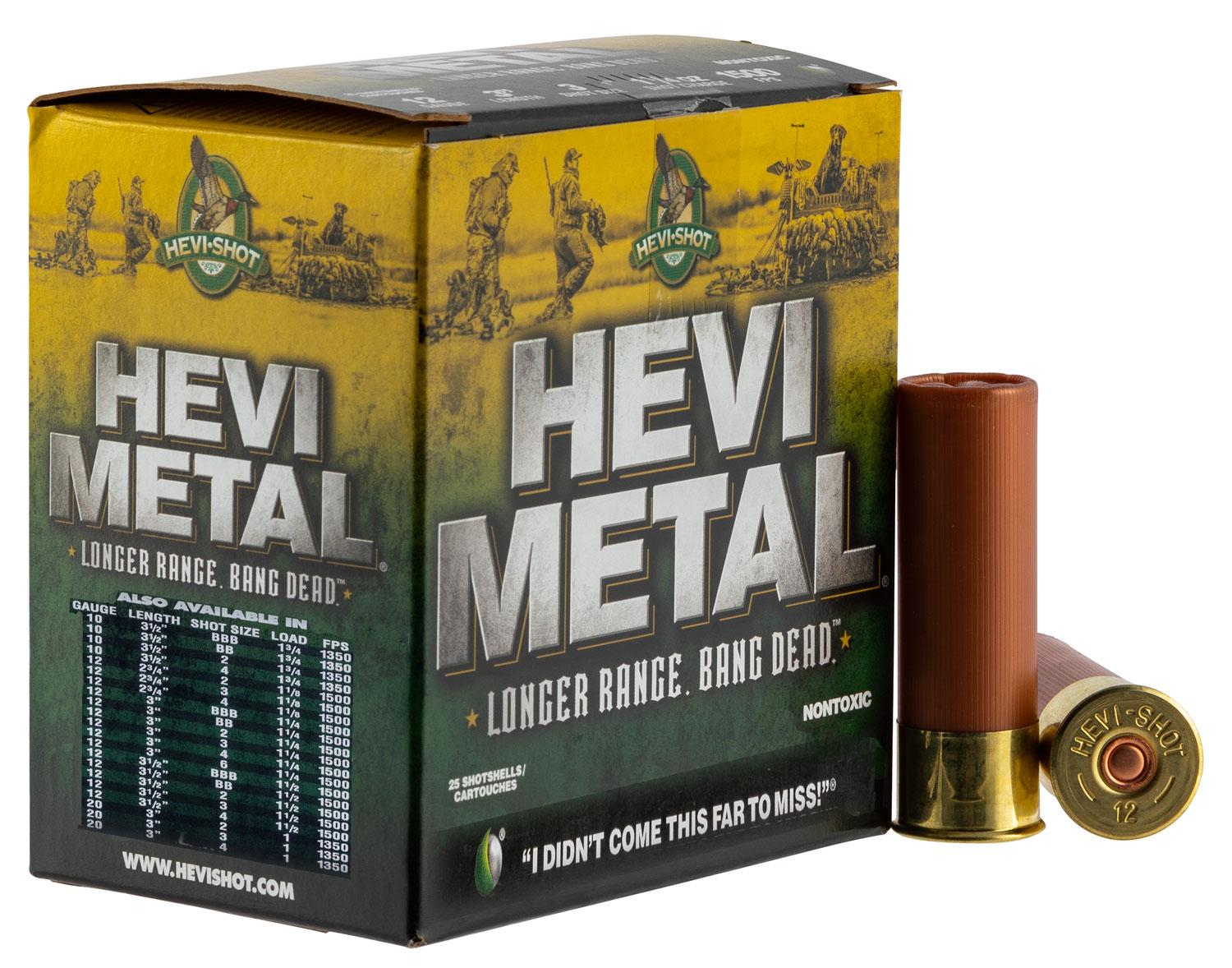 HEVI-Metal Longer Range Shotshells HS39002, 20 Gauge, 3", 1 oz, 1350 fps, #2 Steel Shot, 25 Rds/bx