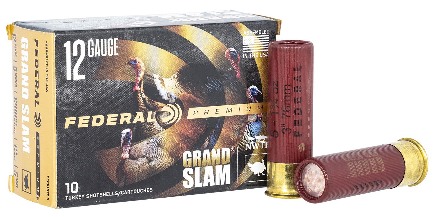 Federal Premium Grand Slam Turkey Shotshells PFCX157F5, 12 Gauge, 3", 1 3/4 oz, #5 Lead Shot, 10 Rds/bx