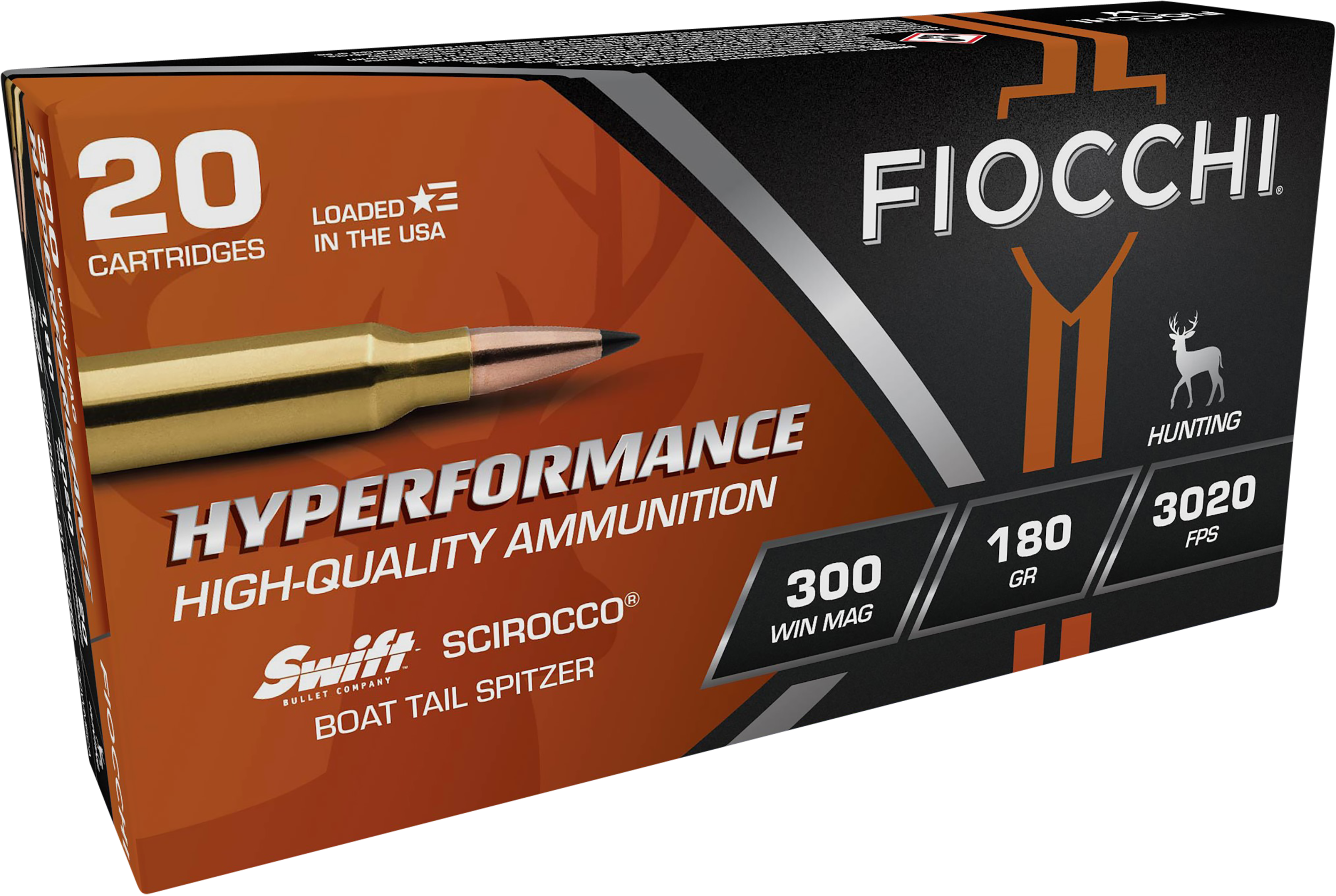 Fiocchi Extrema Rifle Ammunition 300WMSCA, 300 Win Mag, Swift Scirocco II Boat Tail Spitzer, 180 gr, 3020 fps, 20 Rd/Bx