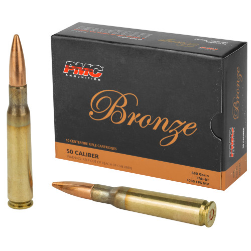 PMC Bronze 50 BMG, 660grFull Metal Jacket Boat-Tail, 10rd Box