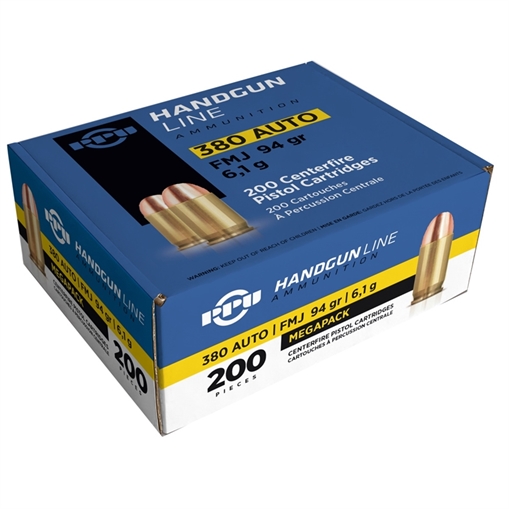 PPU MEGAPACK AMO 380 AUTO 94GR FMJ 200RD (3 BOX CASE) PPH380M