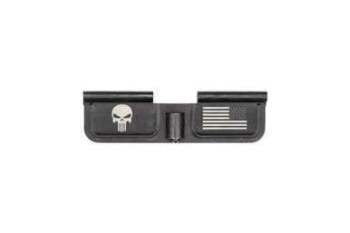 Spike's Tactical Ejection Port Door - Punisher & Flag Engraving, Black Finish