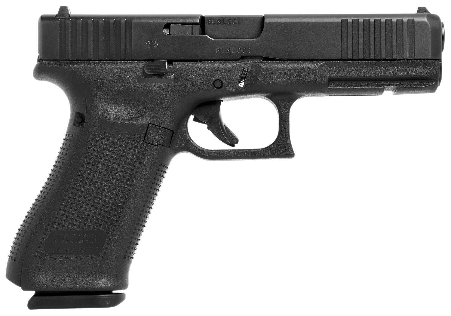 Glock G17 Gen5 Pistol UM1750333, 9mm Luger, 4.49", Picatinny Rail, Modular Backstrap, Black Finish, 17 Rds
