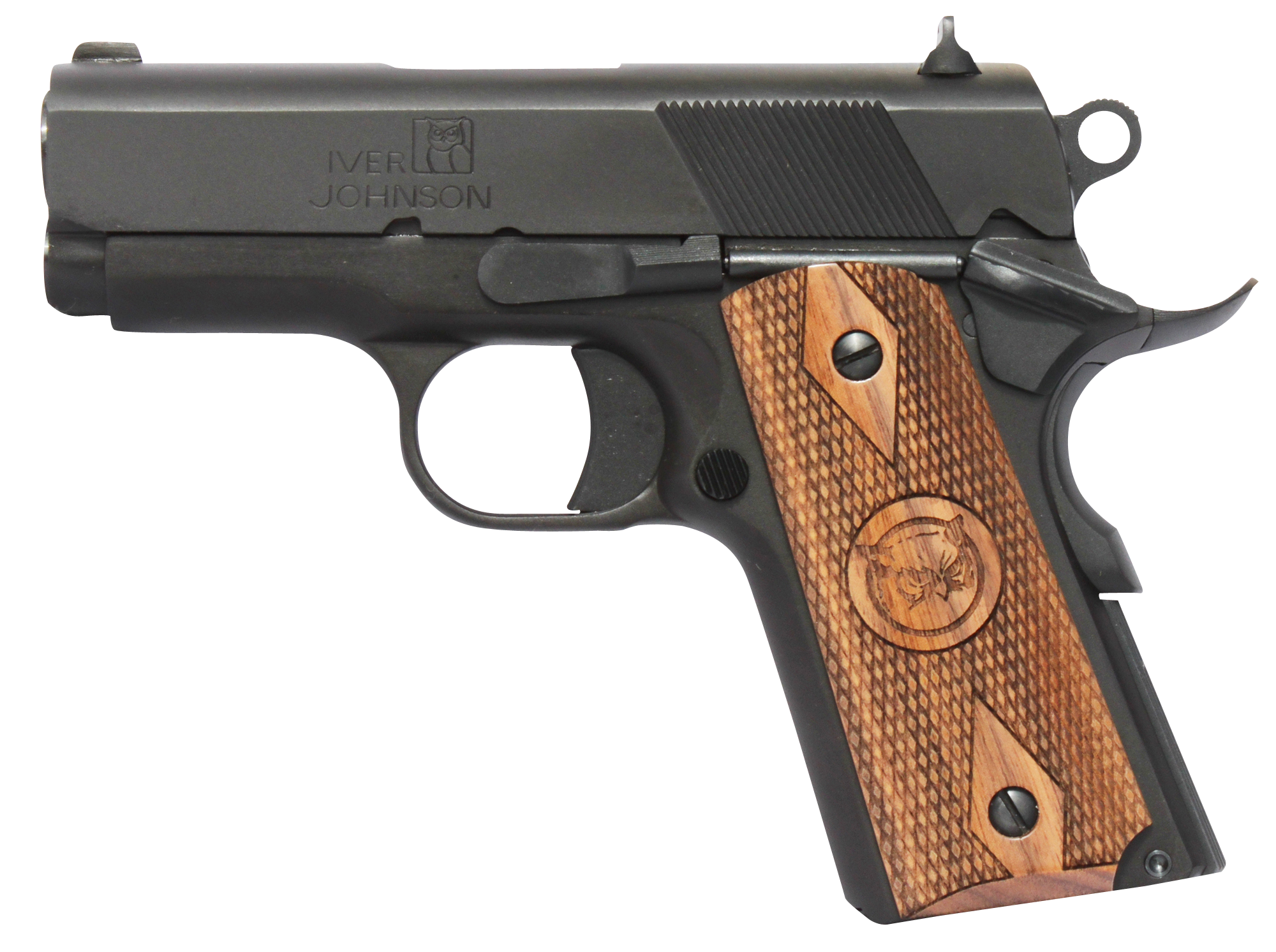 Iver Johnson 1911 Thrasher Officer 70 Series Pistol THRASHER, 45 ACP, 3.13", Walnut Grips, Blued, 7 Rds