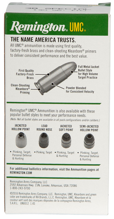Remington UMC .38 Special 130gr Metal Case 50rd Box