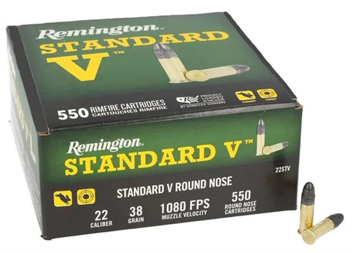 Remington Standard Velocity Rimfire Ammunition .22LR 36gr LRN 1080 fps 550/ct R20988