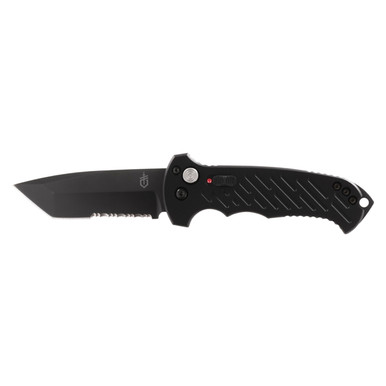 Gerber Auto 06 Button Lock Knife 3.8" CPM-S30V Black Serrated Tanto Blade Aluminum Handle - 30-000850N