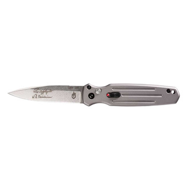 Gerber Mini Covert AUTO Folding Knife - 2.8" CPM-S30V Stonewashed Plain Blade, Gray Aluminum Handles