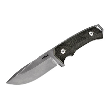 WOOX Rock62 Micarta Fixed Blade - 4.5" Stonewash Sleipner Steel Blade, Gray Micarta Scales