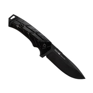 WOOX Rock62 X-Grip Fixed Blade - 4.5" Black Sleipner Steel Blade, Black X-Grip Micarta Scales