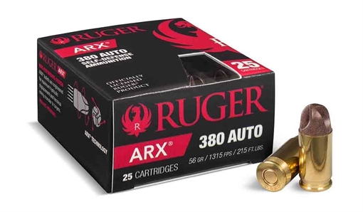 Ruger ARX .380 ACP Ammo 25 Rounds Box POLY-380ARXRUG-25
