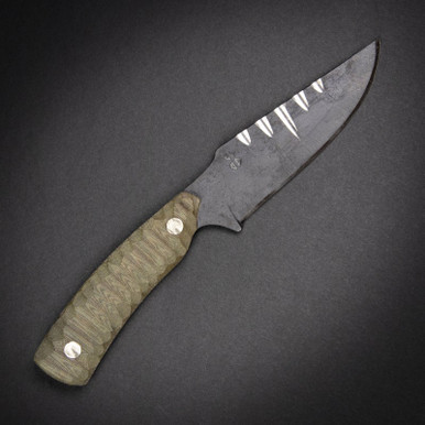 Black Knight Blades Nightmare Fixed Blade - 4.0" 8670 Steel Plain Edge Blade, Green Contoured Micarta Handle, Kydex Sheath