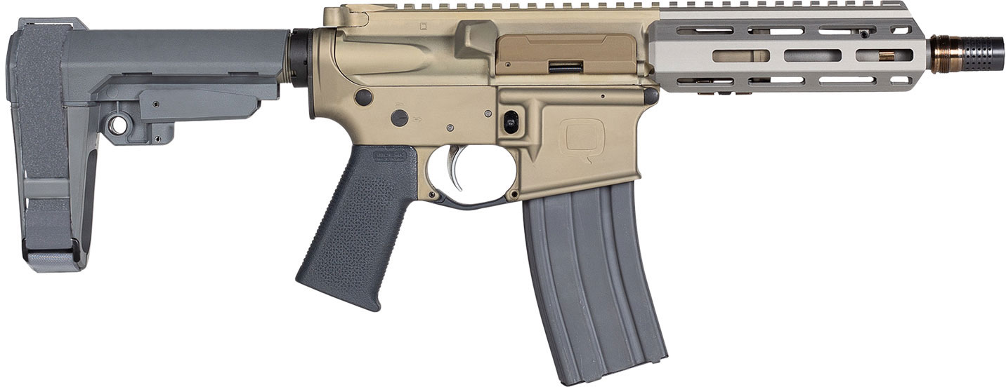 Q Sugar Weasel Semi-Auto Pistol SW-300BLK-7IN-PISTOL, 300 AAC Blackout, 7", FDE Finish, SBA3 Brace, 30 Rds