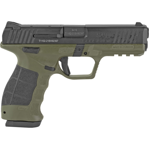 SAR SAR USA SAR9 Pistol 9mm 4.4 in. OD Green Body Black Slide 17 rd. SAR9ODBL