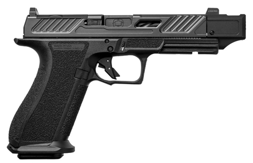 Shadow Systems DR920 Elite, Striker Fired, Semi-automatic, Polymer Frame Pistol, Full Size, 9MM, 4.48" Black Spiral Fluted Barrel with Compensator, Nitride Finish Slide, Black, Optics Ready, Trigger Safety, Tritium Front Night Sight, 10 Rounds, 2 Magazines