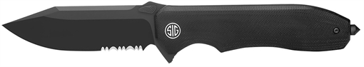 Sig Sauer Knives Validus 3.78" Folding Drop Point Part Serrated Black PVD M390 Steel Blade, 4.76" Black Textured G10 Handle VA9BBS
