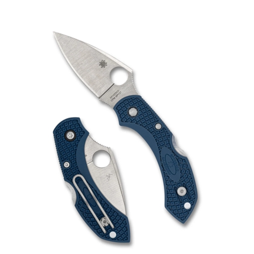 Spyderco Dragonfly 2, Folding Knife, 2.28" Drop Point Blade, 5.58" Overall Length, CPM SPY27 Blade Steel, Plain Edge, Satin Finish, Silver, Cobalt Blue FRN Handle, Back Lock C28PCBL2