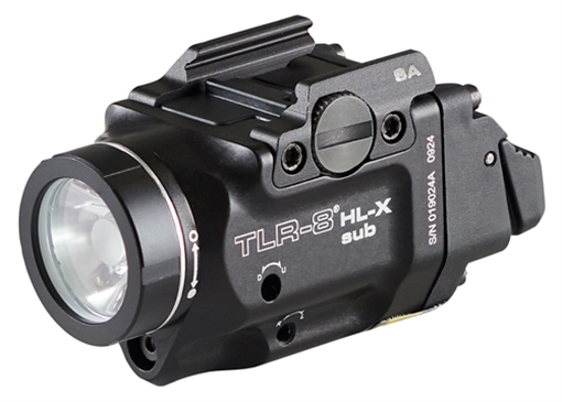 Streamlight TLR-8 HL-X Sub USB, Weaponlight with Green Laser, 1,000 Lumens, Black, Fits Springfield Hellcat, Includes Mounting Kit with Key, Multi-Tool, (1) SL-B9 Battery Pack, and USB-C Cord 69479
