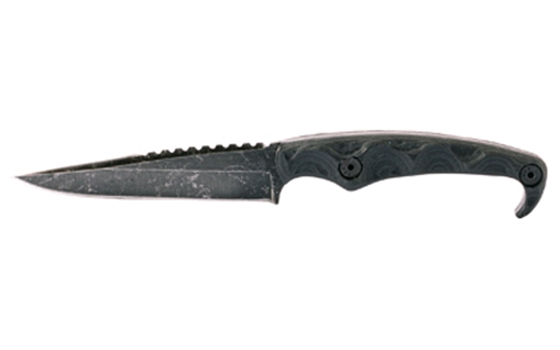 STROUP MK2, Fixed Blade Knife, 4" Clip Point Blade, 1095 High Carbon Steel, 8" Overall Length, Acid Etched Finish, Black, G10 Handle, Includes Sheath MK2-B-G10