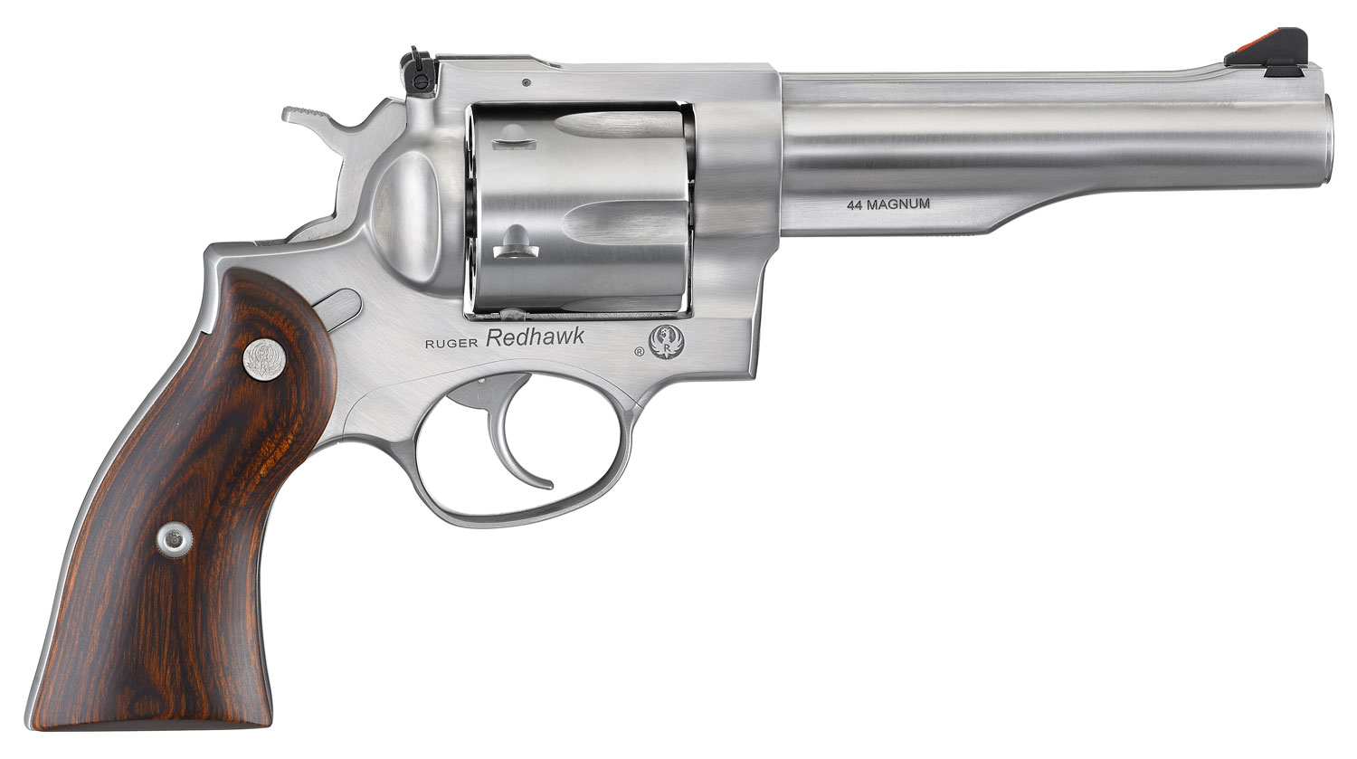 Ruger Redhawk Revolver 5043, 44 Rem Mag, 5.50", Hardwood Grip, Satin Stainless Finish, 6 Rd