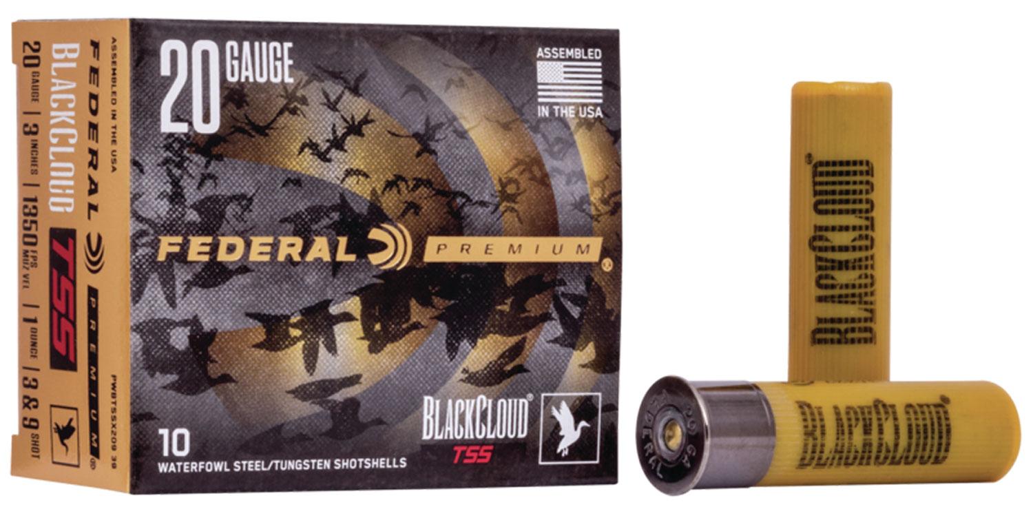 Federal Premium Black Cloud TSS Shotshells PWBTSSX20939, 20 Gauge, 3", 1 oz, #3 / #9 Shot, 10 Rds/bx