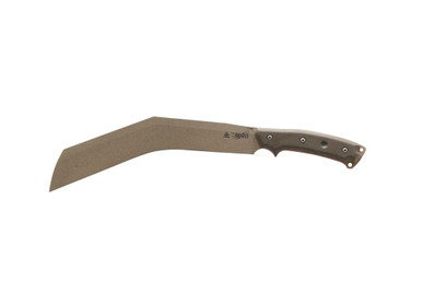 TOPS Knives The Bestia Fixed Blade Knife - 13" 1095 Tan Modified Kukri Blade, Tan/Green Canvas Micarta Handles, Kydex Sheath