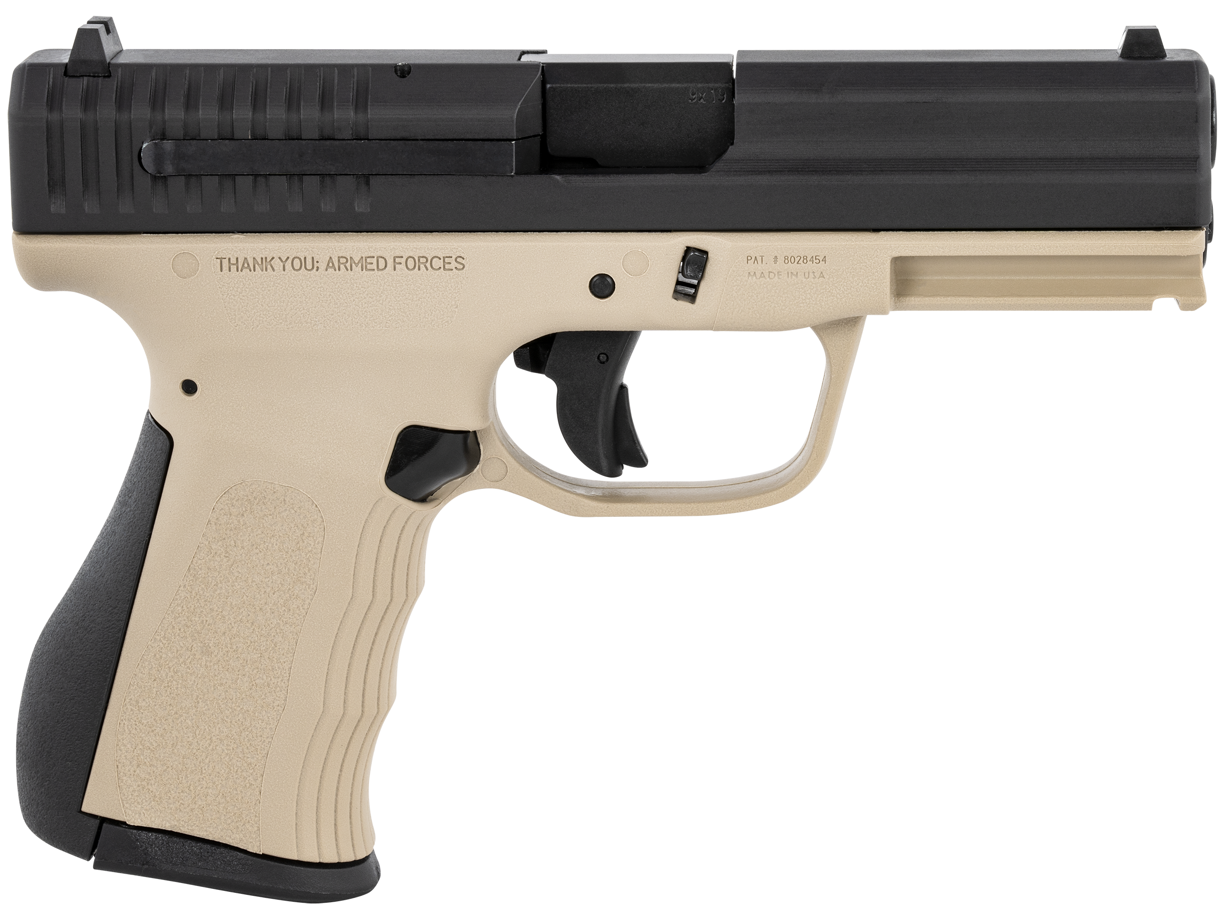 FMK 9C1 G2 SAO Pistol G9C1G2RSS, 9mm Luger, 4", Interchangeable Backstrap, Desert Sand Finish, 14 Rds