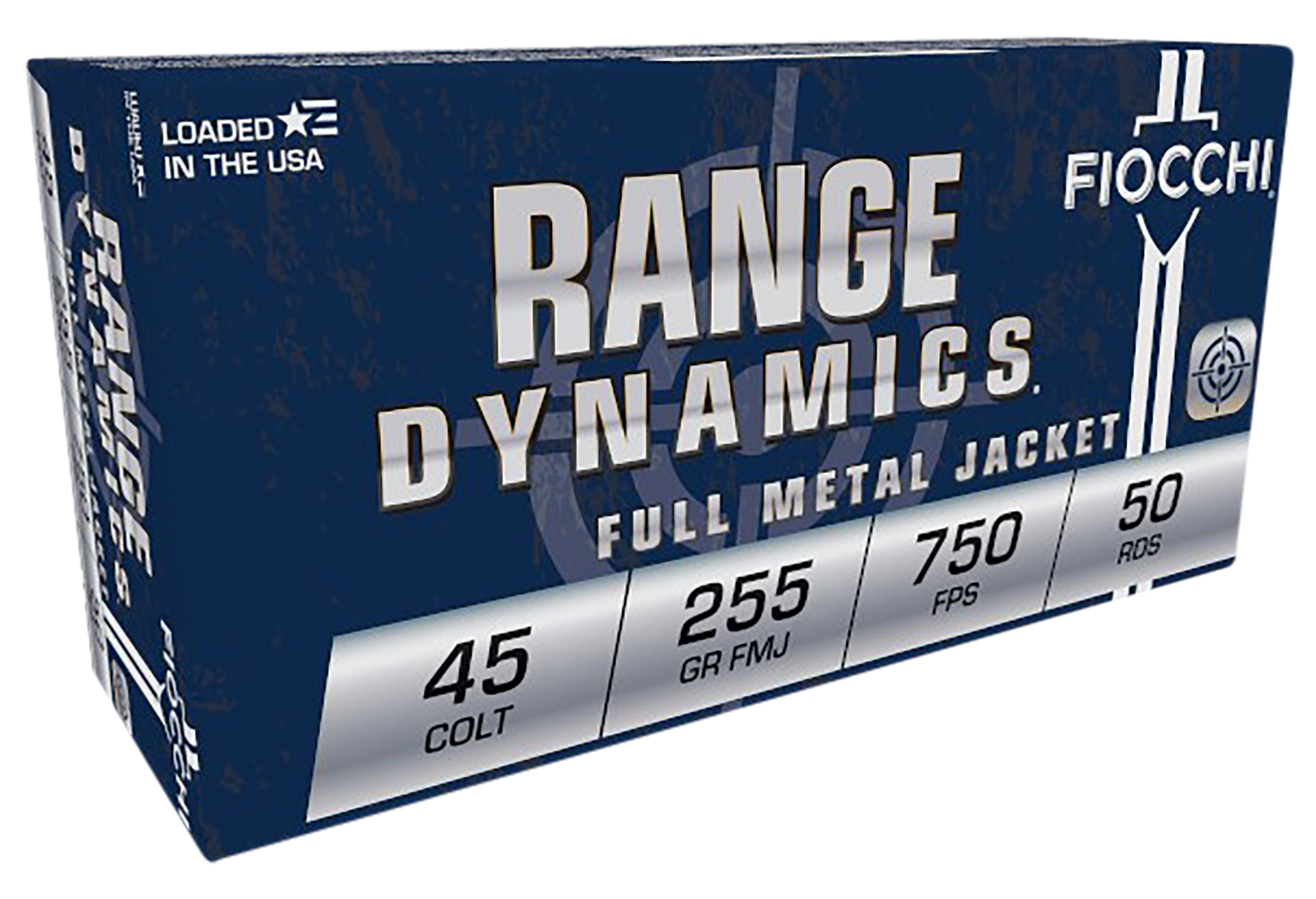 Fiocchi Training Dynamics Pistol Ammunition 45LCCMJ, 45 LC, Complete Metal Jacket, 225 gr, 750 fps, 50 Rd/Bx