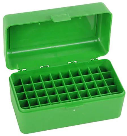 MTM RM5010 50 Round Medium Rifle Ammo Box, Fits 22-250 Rem/243 Win/308 Win, Green