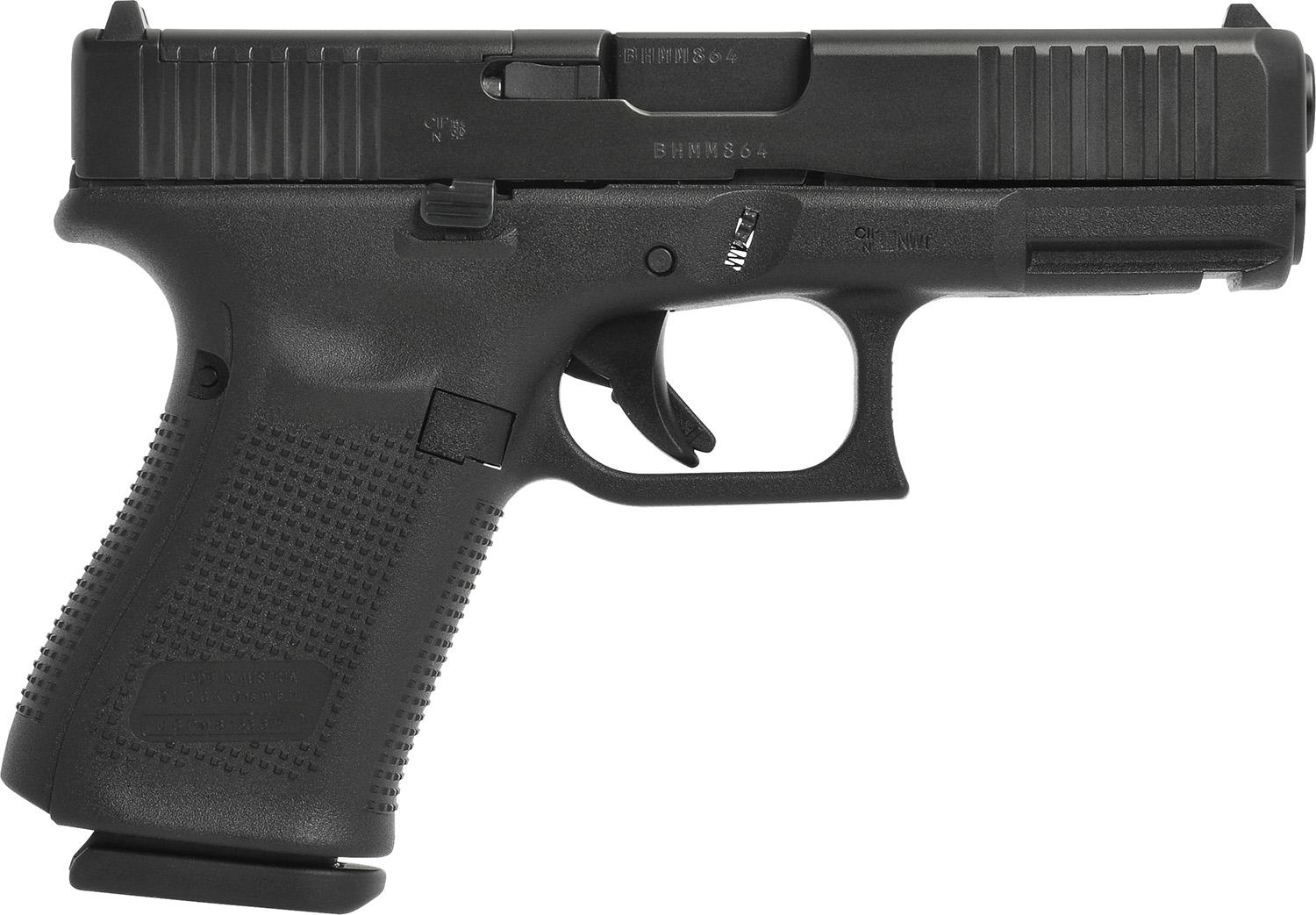 Glock G19 Gen5 Compact MOS Pistol G19515MOSAUT, 9mm Luger, 4.02", Modular Backstrap, Black Finish, 15 Rds