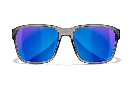Wiley X Trek M/L Blue Mirror Lens Polycarbonate Gloss Crystal Dark Gray Frame AC6TRK09