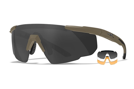 Wiley X Saber Advanced Smoke Gray/Clear/Light Rust Lens Polycarbonate Matte Tan Frame 308T