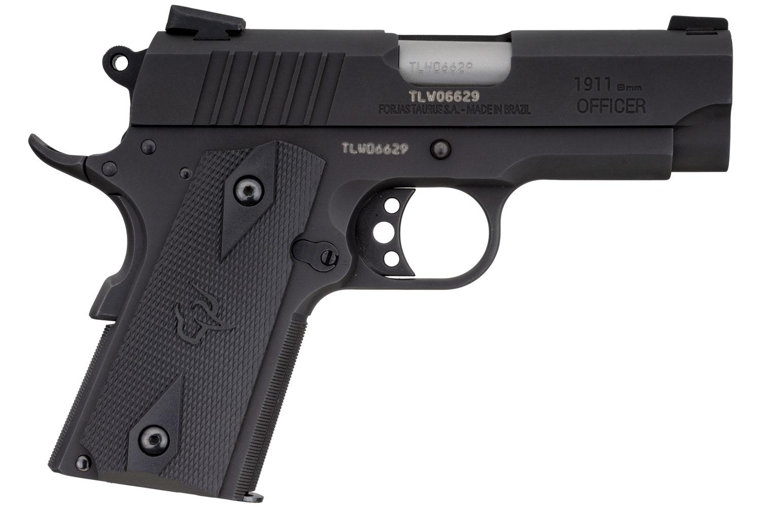 Taurus 1911 Officer SAO Pistol 1191101OFC9MM, 9mm Luger, 3.50", Polymer Grips, Matte Black Finish, 8 Rds