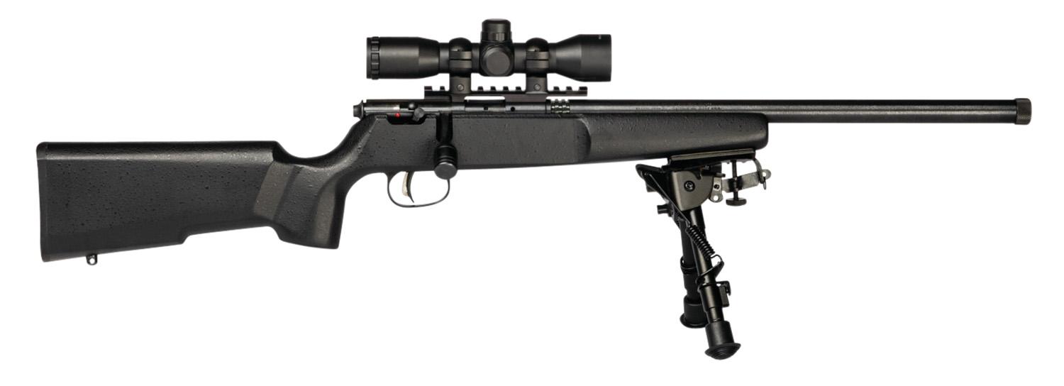 Savage Arms Rascal Target XP Bolt Action Rifle w/Scope and Bipod 13824, 22 LR, 16.12", Wood Stock, 1 Rds