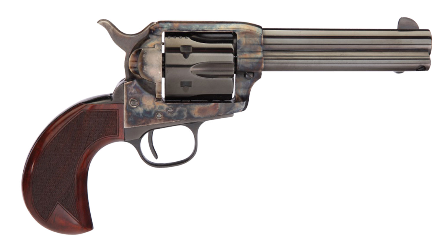 Taylors 1873 Cattleman Revolver 555152, 45 Colt (LC), 4.75", Checkered Birdshead Walnut Grip, Blued Finish, 6 Rd