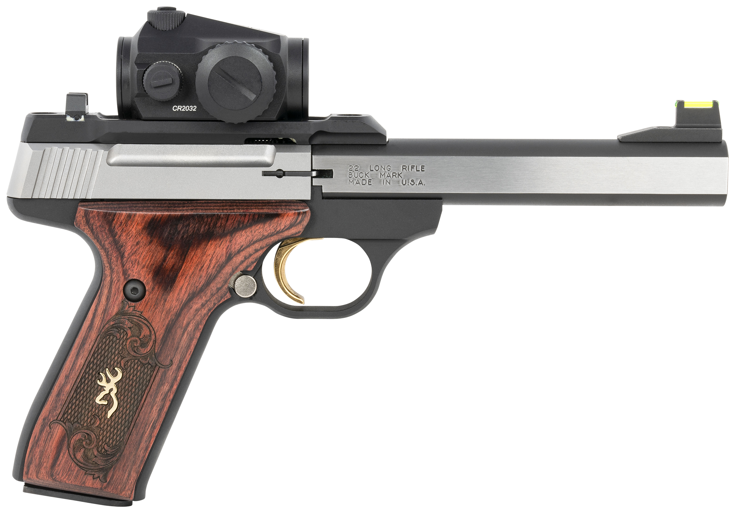 Browning Buck Mark Medallion Pistol 051581490, 22 LR, 5.5", Vortex Crossfire RDS, Wood Grips, 10 Rds