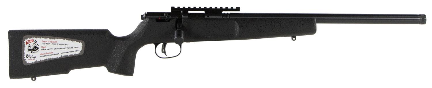 Savage Arms Rascal Target Bolt Action Rifle 13823, 22 LR, 16.12", Picatinny Rail, Wood Stock, Black, 1 Rd