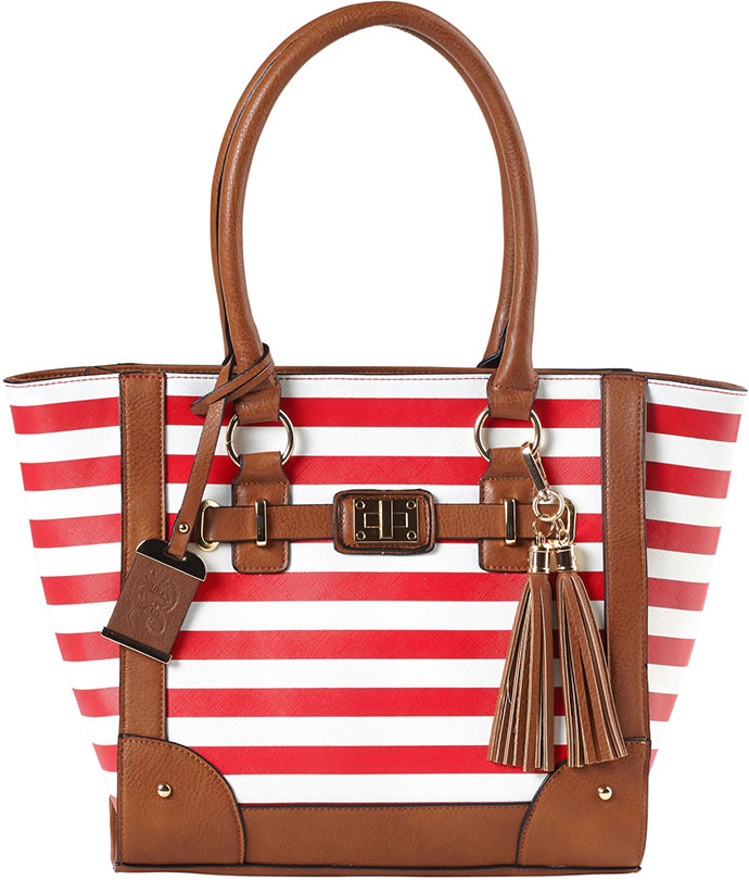 Bulldog Cherry Stripe Leather Purse w/Holster BDP051, Fits Small Pistols & Revolvers, Right Hand
