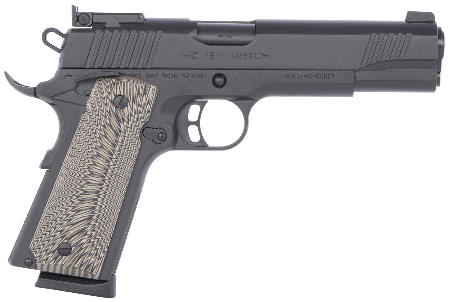 Girsan MC1911 Match SAO Pistol 390090, 45 ACP, 5", Black G10 Grips, Black Finish, 8 Rds