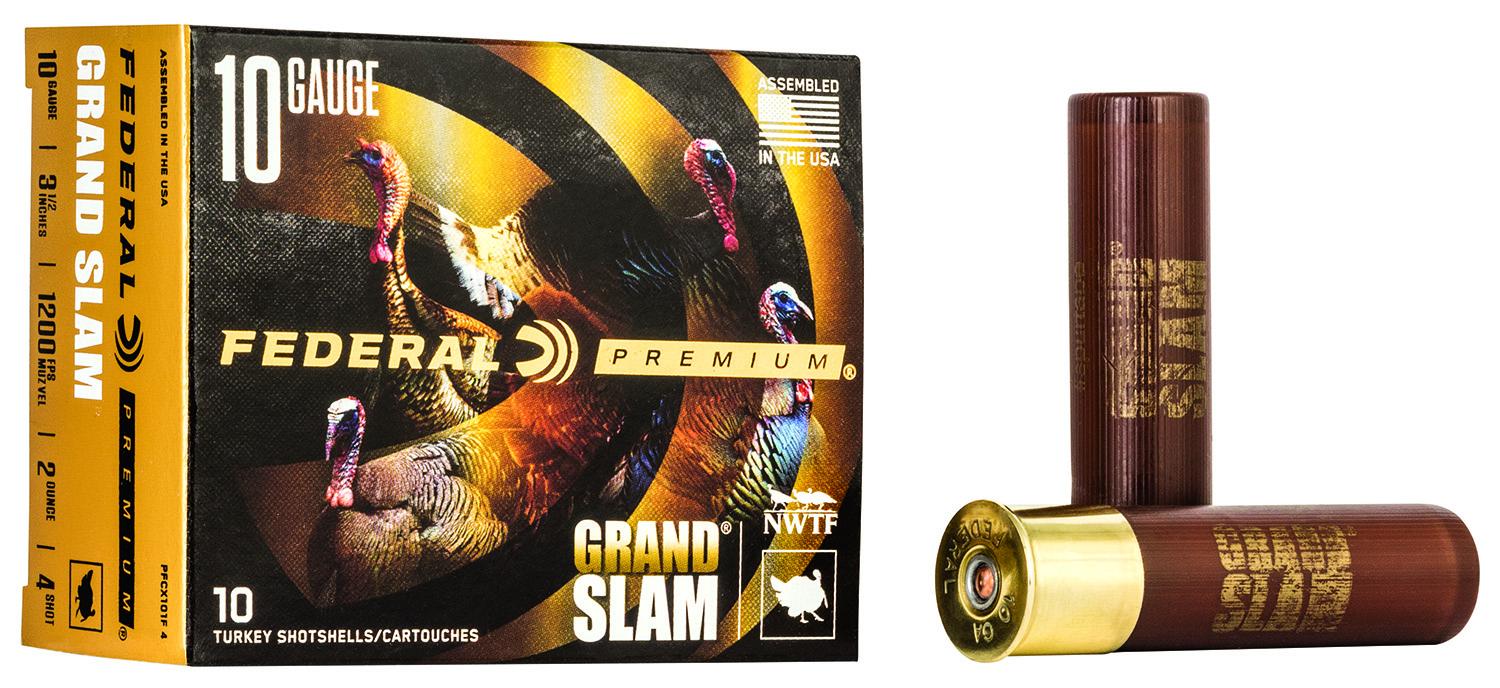 Federal Premium Grand Slam Turkey Shotshells PFCX101F4, 10 Gauge, 3-1/2", 2 oz, #4 Lead Shot, 10 Rds/bx